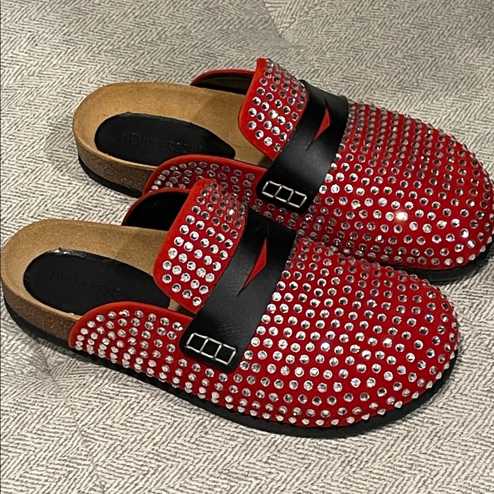 JW Anderson Suedekid Red Crystal Loafers size 38 - Picture 4 of 12